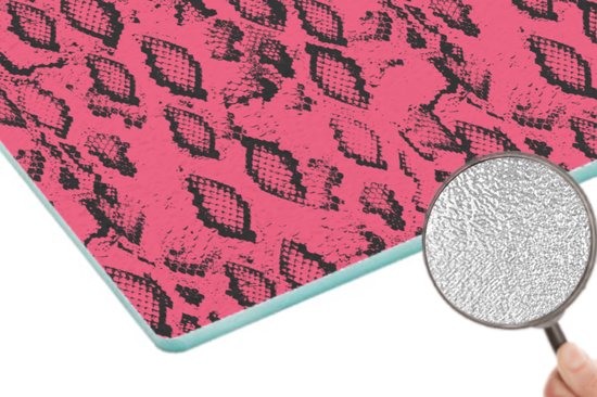 Planche à Découper en Verres - 39x28 - Imprimé Serpent - Rose - Zwart - Glas à Planches à découper