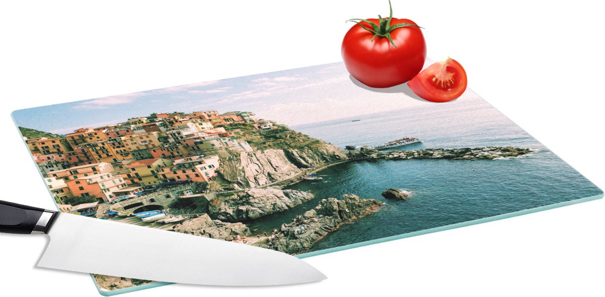 Glazen Snijplank - 39x28 - Italië - Zee - Cinque Terre - Snijplanken Glas