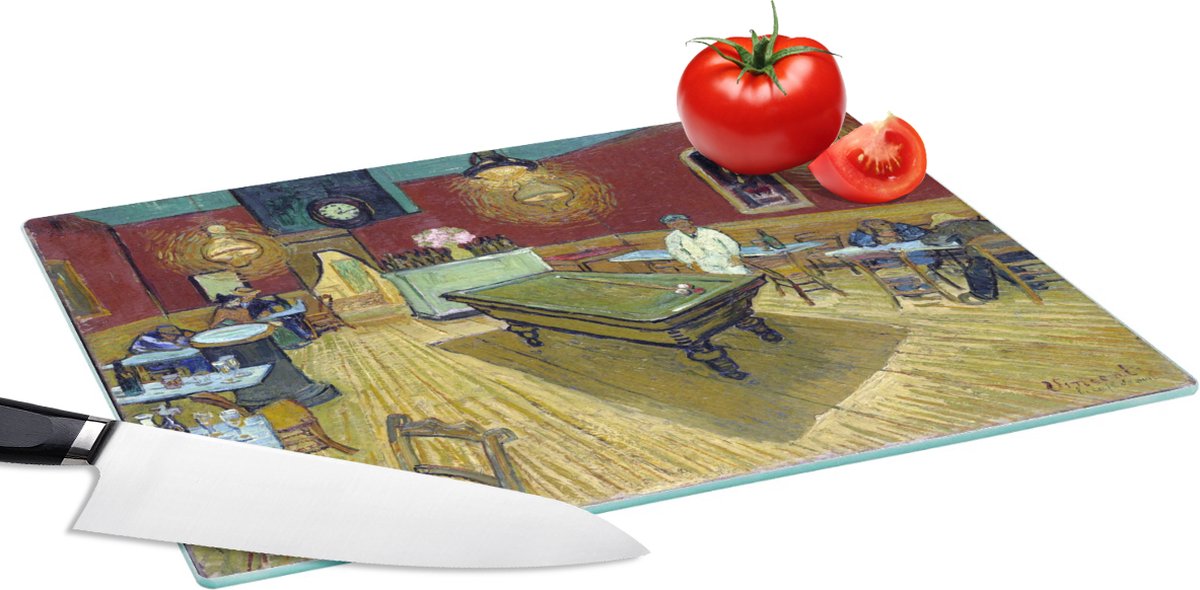 Glazen Snijplank - 39x28 - Het Nachtcafé - Vincent van Gogh - Snijplanken Glas