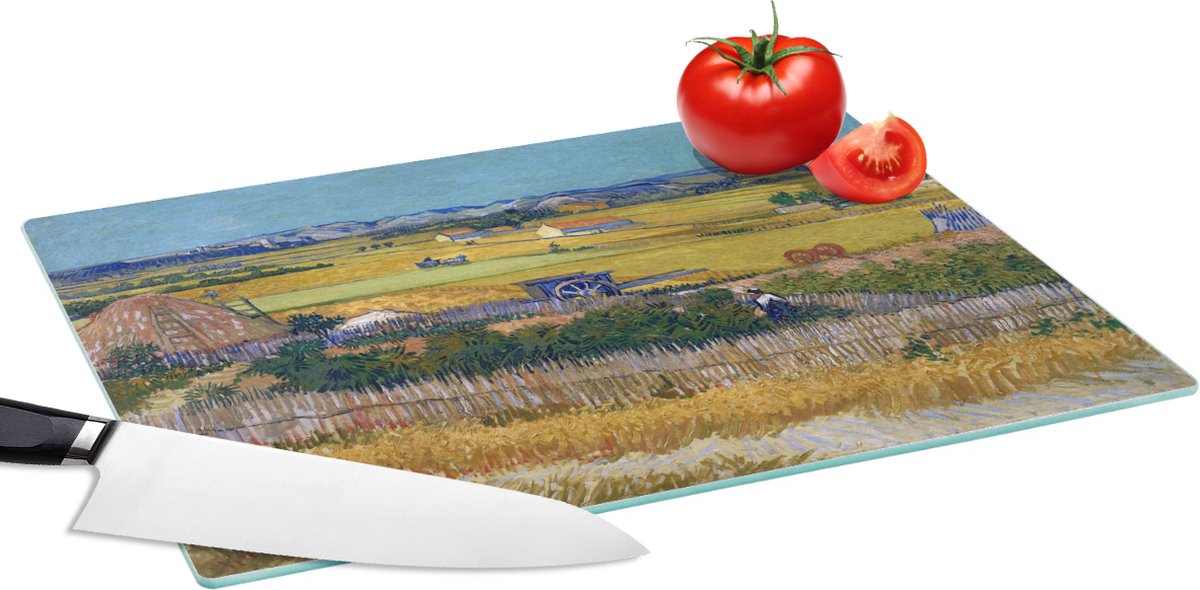 Glazen Snijplank - 39x28 - De oogst - Vincent van Gogh - Snijplanken Glas