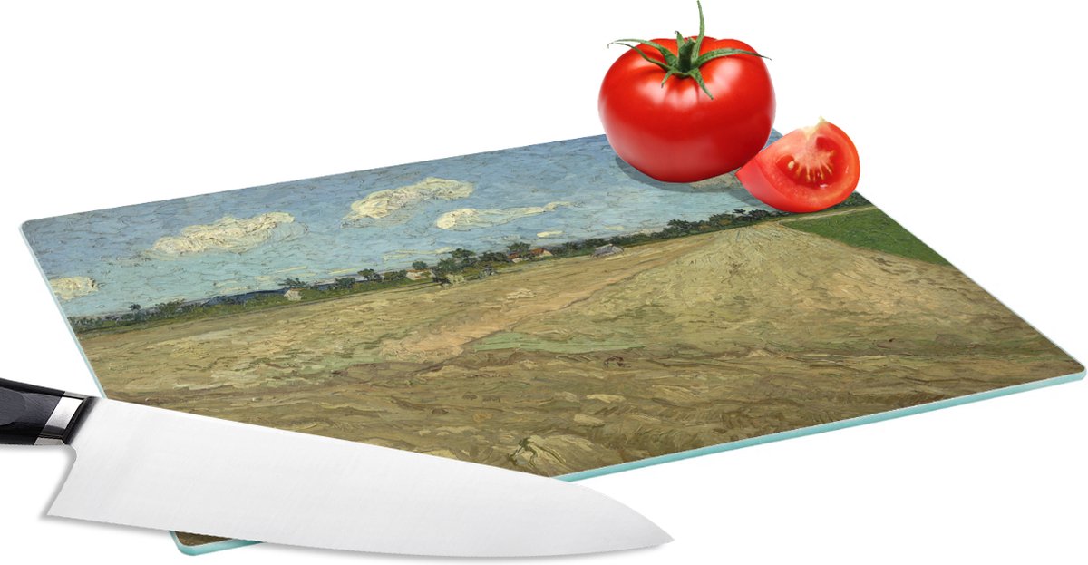 Glazen Snijplank - 28x20 - Geploegde akkers - Vincent van Gogh - Snijplanken Glas