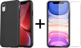 iParadise iPhone XR hoesje zwart siliconen case cover - 1x iPhone XR Screenprotector Glas