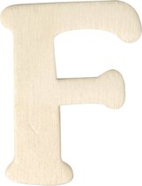 Letter - Hout - Populierenhout - 4cm hoog - 3mm dik - Naturel - Letter F