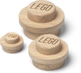 LEGO Iconic Wandknoppen - Kapstok - Set van 3 Stuks - Eiken - Hout - Wooden - Design