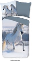 Good Morning Amigo Dekbedovertrek Sneeuw Paard - Eenpersoons -  140x200/220 cm - Grijs