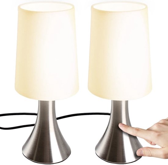 Paire De Lampes De Chevet GLOBO 21911 En Acier Inoxydable - Tactile, Dimmable, 3 Niveaux, Lumière Jaune