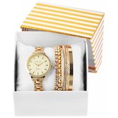Excellanc dameshorloge geschenkset kerstcadeau cadeauset goudkleurig horloge in een set van 5 armbanden