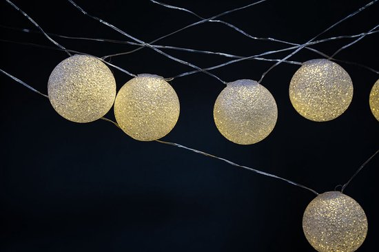Geloofsbelijdenis Jood klep snow balls - warm wit 10 meter (verlichte kerstballen) | bol.com