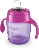 Philips - easy sip cup - drinkbeker baby en peuter vanaf 6 maanden - paars / roze - 200 ml