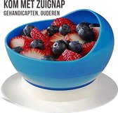 Allernieuwste Kom met Zuignap BLAUW/WIT voor Ouderen en Gehandicapten - Anti-Slip Eet Servies voor Senioren - Blauw