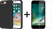 iParadise iPhone 7 plus hoesje zwart - iPhone 8 plus hoesje zwart siliconen case hoes cover - 1x iPhone 7 Plus/8 Plus screenprotector