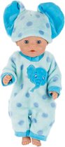 Poppenkleertjes - Geschikt voor Baby Born - Olifant onesie - Blauw - Pyjama - Outfit voor babypop