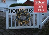 Verlichte Kerstkrans "Edmonton" 50cm -Ook geschikt voor buiten -lichtkleur: Warm Wit -met stekker -Kerstdecoratie