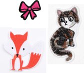 Patchs set animaux - fer sur emblème chat - fer sur emblème renard - patch chat - patch renard