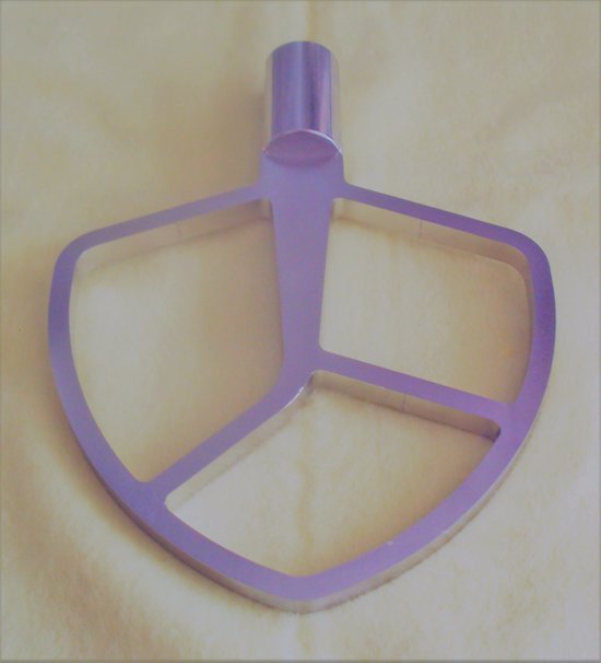 JP25A, RVS platte klopper voor de Kitchenaid met lift; 5KPM5, 3K5, 4K5, 4KG25, 4KPD16, 4KSM50, 5K5, 5KPM50, 5KSM5, 7K5, 9KSM5, K4SS, K5, KDM5, KG25H, KP50, KPM5, KSM5, KSMC50 5KPM5. — afbeelding 2