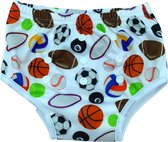 Oefenbroekje - sport print - wasbaar - zindelijkheidstraining kind - voor jongens en meisjes - verstelbaar met drukknopen - vanaf 1 t/m 3 jaar - ca. 10 tot 16 kg - duurzaam bamboo