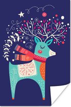 Illustration de Noël d'un renne avec une écharpe poster papier 60x90 cm - Tirage photo sur Poster (décoration murale salon / chambre)