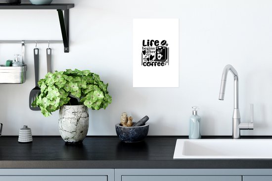 Citation la vie commence après le café sur fond blanc 20x30 cm - petit
