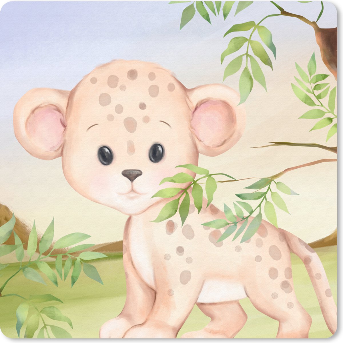 Muismat 30x30 cm - Mousepad Luipaard - Jungle - Bladeren - Muismatten