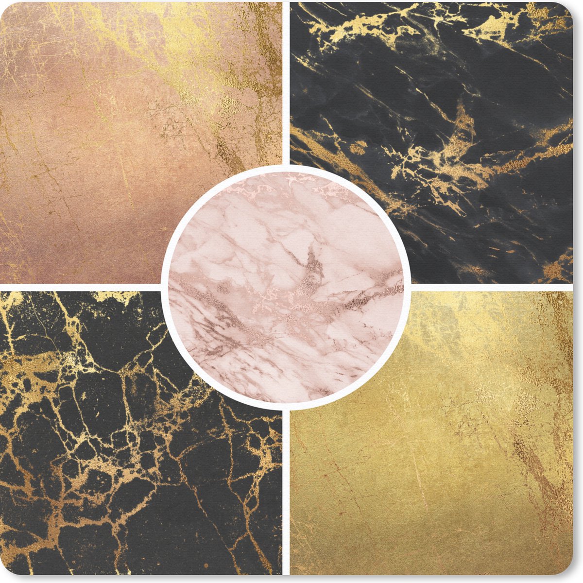 Muismat 30x30 cm - Mousepad Marmer - Gold - Luxe - Muismatten