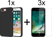 iParadise iPhone 6 plus hoesje zwart - iPhone 6s plus hoesje zwart siliconen case hoes cover - hoesje iphone 6 plus - hoesje iphone 6s plus - 3x iPhone 6 Plus/6S Plus Screenprotect