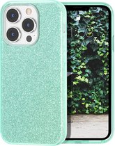 Apple iPhone 13 Pro Max Back Cover Telefoonhoesje | Groen | TPU hoesje | Glitter