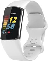 Geschikt voor Fitbit Charge 5 Bandje - Siliconen Bandje Wit