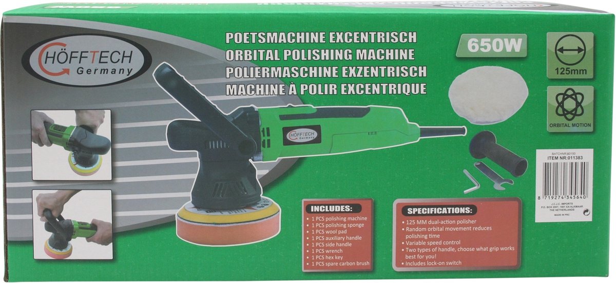 Hofftech Haakse Polijstmachine Excentrisch - 650 W - Met accessoires |  bol.com