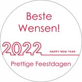 Prettige Feestdagen 2022 Etiketten - Wensetiketten - Cadeau etiketten - Gelukkig nieuwjaar sluitzegels - Happy new year stickers 40 mm 40 st #2210