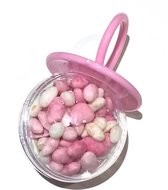 24X Plastic baby speen doorzichtig met roze dop - babyshower - genderreveal - kraamfeest - bedankje - speen