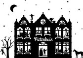 LBM Pietenhuis raamsticker - Decoratie Sinterklaas - zwart - herbruikbaar