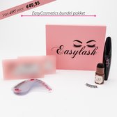 EasyCosmetics bundel pakket - EasyLash magnetische wimpers met eyeliner - EasyBrow wenkbrauw kit donkerbruin - EasyLash 3D lifting mascara