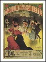Vintage Poster Parijs - Moulin de la Galette - A3 - 40x30 - Art Nouveau - Retro - Frankrijk