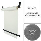 Tekenrol - aan leren lussen | SUEDE GREY (Papierrol: wit) NU MET: verstevigde afscheurstrook! (wandborden - tekstborden - tekenbord)