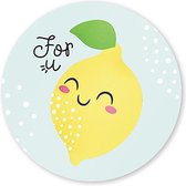 Stickers rond Voor jou cadeaustickers sluitzegels Kawaii cute citroen lemon For you 4,5 cm set 10 stuks