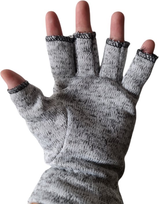 Wanten met knoopklep, vingerloze handschoenen voor kinderen, winter, warme gebreide handschoenen, pluche voering, winterhandschoenen in konijnenlook, blauw, One size