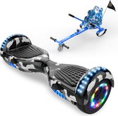 Microgo Hoverboard 6.5 Inch | Krachtige Motor | Sier LEDs | Bluetooth Speaker | Camouflage + Kart Blauw