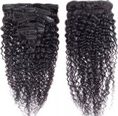 Curly clip in human haar hairextensions kleur 1b 60 cm