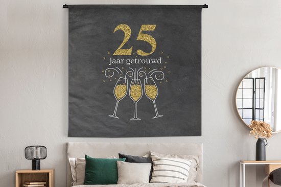 Tapisserie - Tissu mural - Mariage - 25 ans mariés - Citations - Proverbes - 180x180 cm - Tapisserie