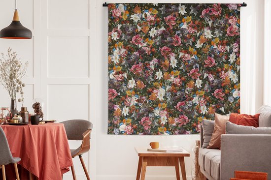 Tapisserie - Fleurs - Arc-en-ciel - Art - Maîtres anciens - Tapisserie - Tapisserie - Katoen - Décoration de la maison - 180x180 cm - Chambre à coucher - Tissu mural - Tapisserie murale - Décoration murale - Tapisseries