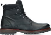 Manfield - Heren - Zwarte leren veterboots - Maat 44