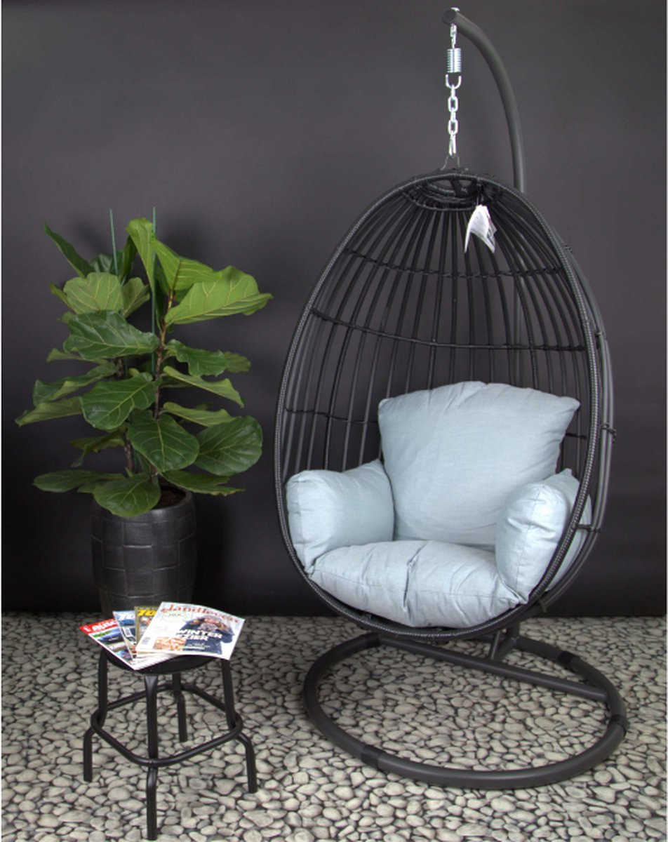Hangstoel voor binnen en buiten - egg chair - hang ei - Garden Impressions  - Zwart met... | bol.com