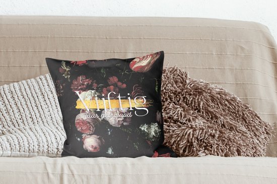 Coussins Coussins décoratifs - Oreillers Salon - 45x45 cm - Mariage - 50 ans mariés - Bloem