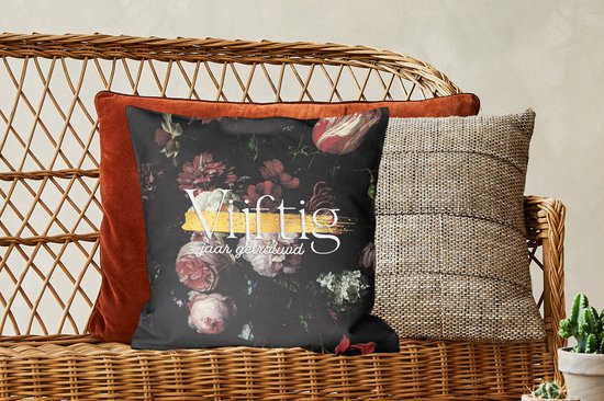 Coussins Coussins décoratifs - Oreillers Salon - 45x45 cm - Mariage - 50 ans mariés - Bloem