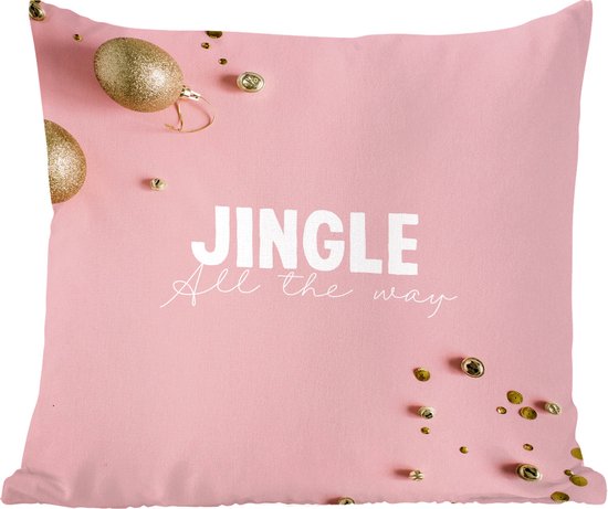Sierkussens - Kussentjes Woonkamer - 40x40 cm - Winter - Kerstballen - Goud - Kerstversiering - Kerstdecoratie voor binnen - Woonkamer