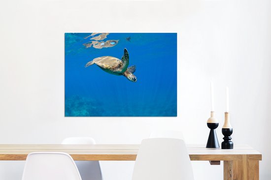 Tortue nageant dans l'océan Aluminium 60x40 cm - Tirage photo sur aluminium (décoration murale en métal)