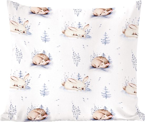 Sierkussens - Kussentjes Woonkamer - 50x50 cm - Winter - Konijn - Hert - Kerstversiering - Kerstdecoratie voor binnen - Woonkamer