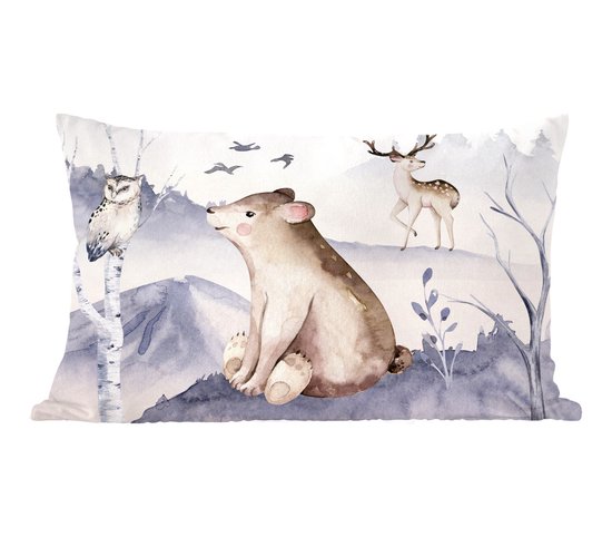 Sierkussens - Kussentjes Woonkamer - 60x40 cm - Winter - Sneeuw - Dieren - Kerstversiering - Kerstdecoratie voor binnen - Woonkamer