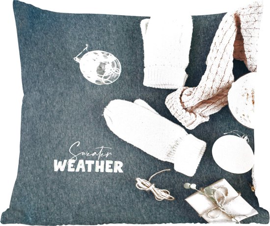 Sierkussens - Kussentjes Woonkamer - 60x60 cm - Winter - Trui - Quote - Kerstversiering - Kerstdecoratie voor binnen - Woonkamer