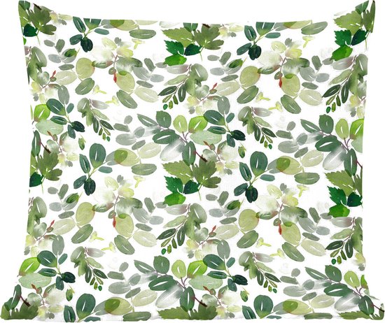 Sierkussens - Kussentjes Woonkamer - 60x60 cm - Planten - Waterverf - Groen - Kerstversiering - Kerstdecoratie voor binnen - Woonkamer